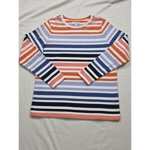 Sport Savvy French Terry Orange White‎ Blue Size Small Womens Pullover Top